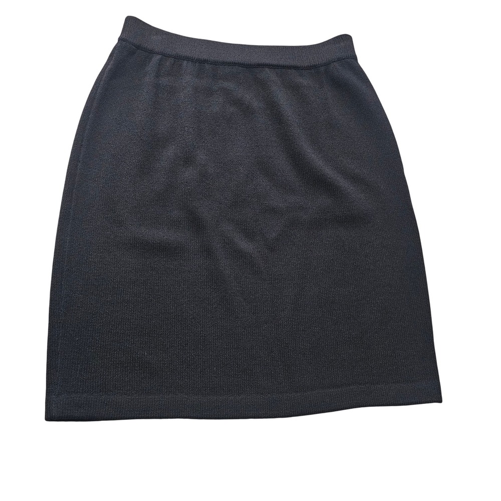 St. John Santana Knit Pencil Skirt Size 8 Black Quiet Luxury Office Designer